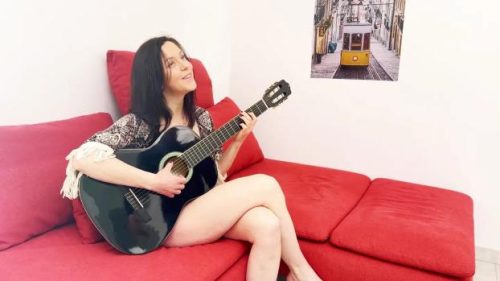 Lily Rose leaves the guitar for another activity